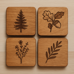 Portavasos con grabado natural